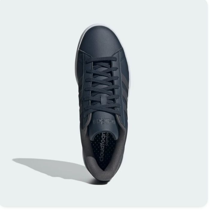 adidas Dark Navy Low-Top Sneakers with Tonal Stripes & White Sole