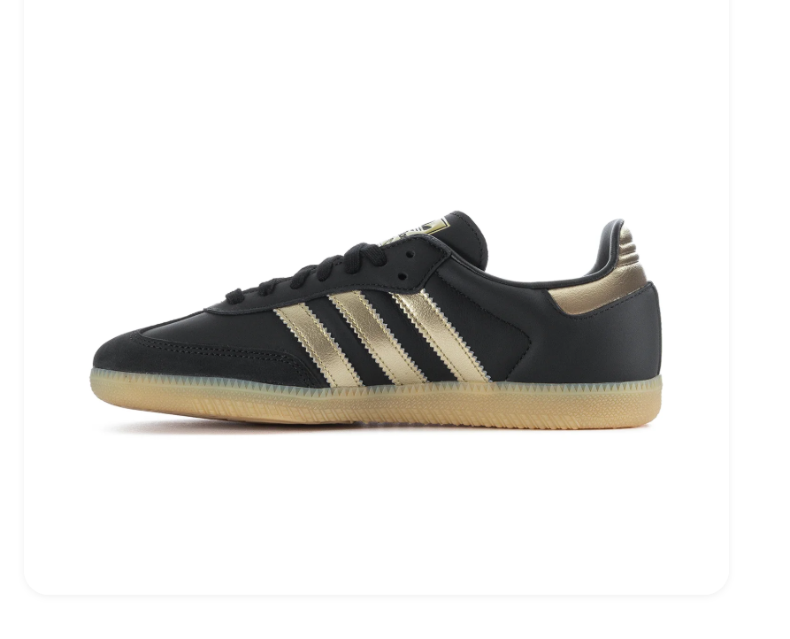adidas Samba Black & Metallic Gold Sneakers with Gum Sole