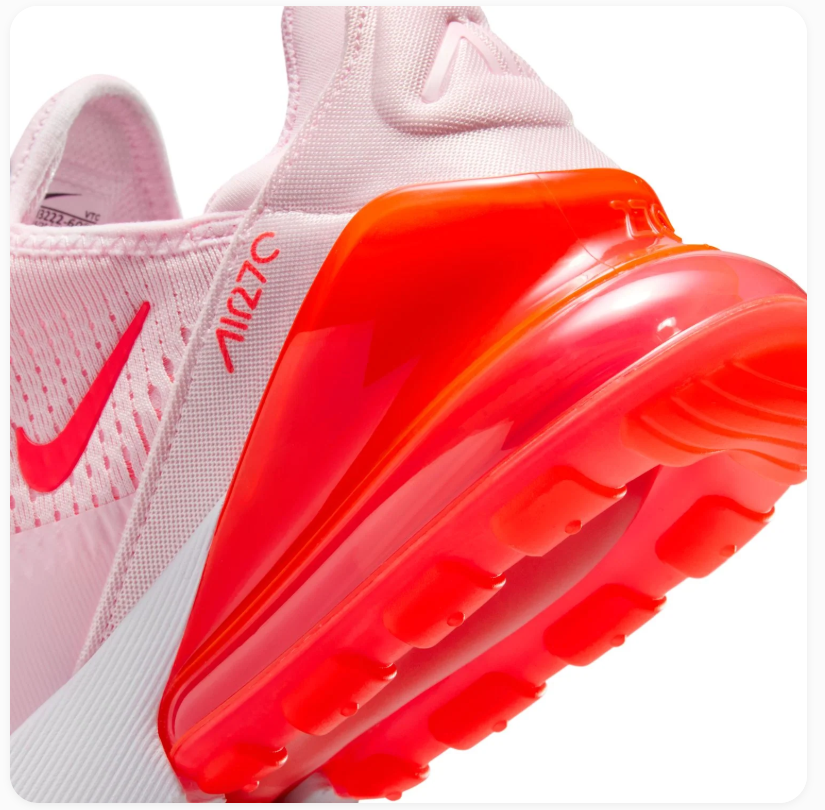 Nike Air Max 270 Light Pink Sneakers with Bright Coral Heel