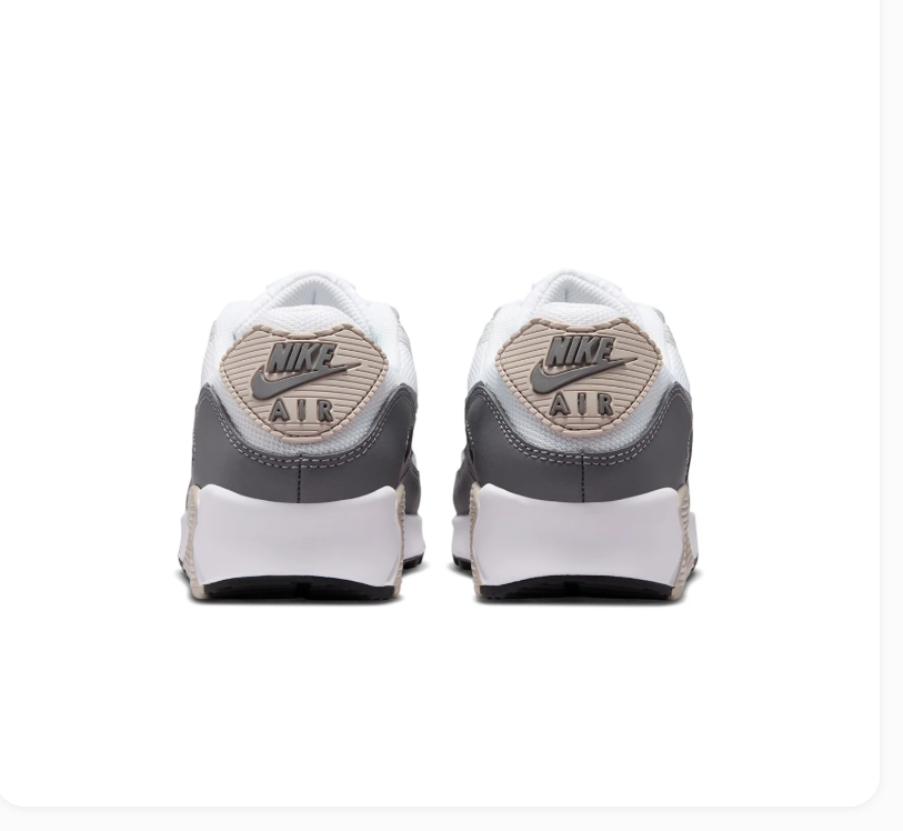 Nike Air Max 90 White & Grey Sneakers with Beige Accents