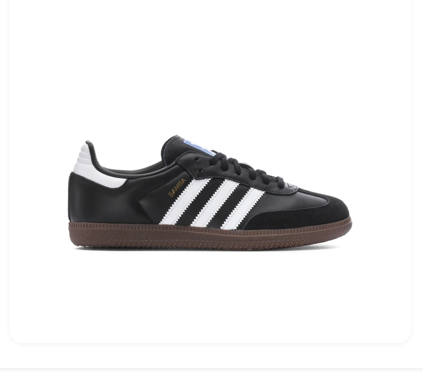 adidas Samba Black & White Sneakers with Dark Gum Sole