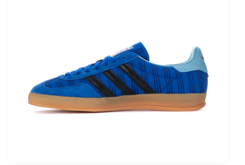 adidas Gazelle Blue & Black Sneakers with Light Blue Heel & Gum Sole