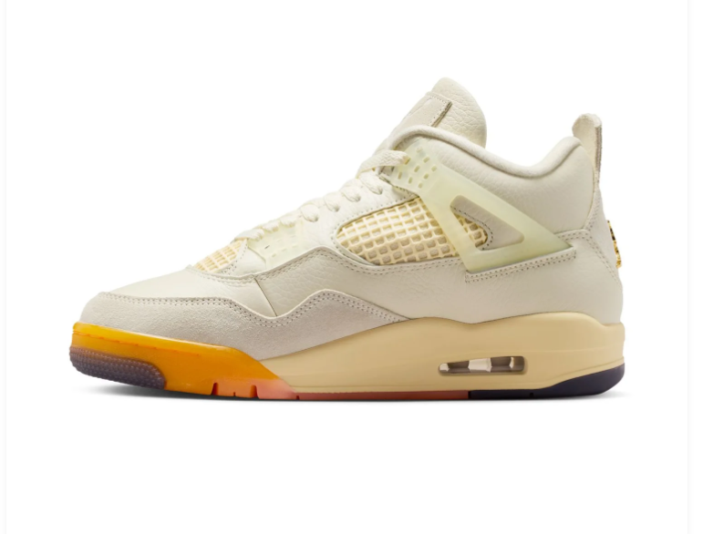 Air Jordan 4 Cream Sneakers with Peach & Orange Accents