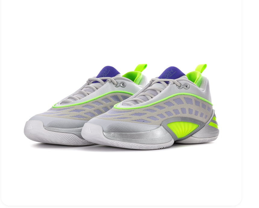 adidas Light Grey & Silver Sneakers with Neon Green & Purple Accents