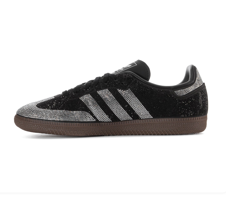 adidas Black & Silver Rhinestone-Style Sneakers with Brown Sole