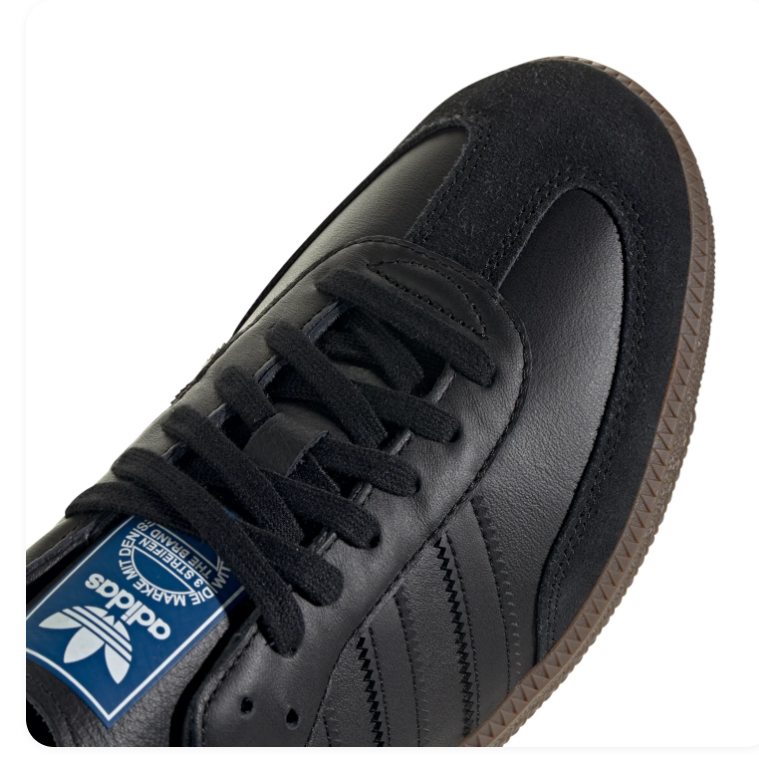 adidas Samba Black Sneakers with Tonal Stripes & Dark Gum Sole