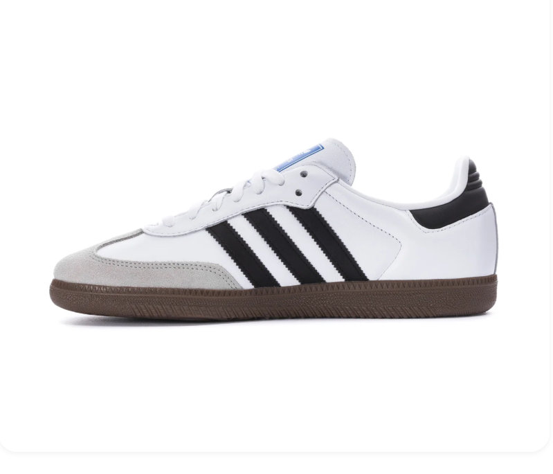 adidas Samba White & Black Sneakers with Grey Toe & Gum Sole
