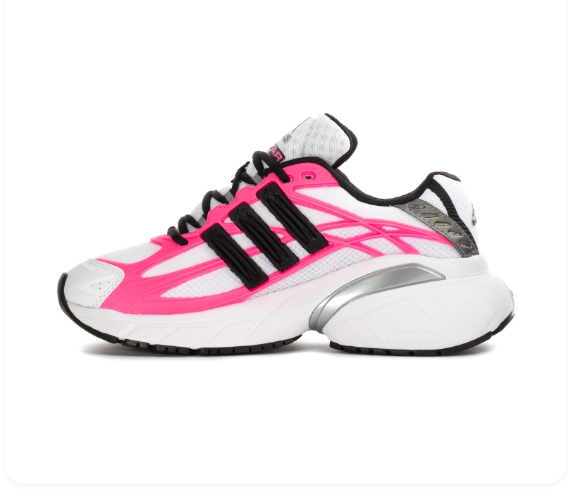 adidas Adistar White & Hot Pink Chunky Sneakers with Black Stripes