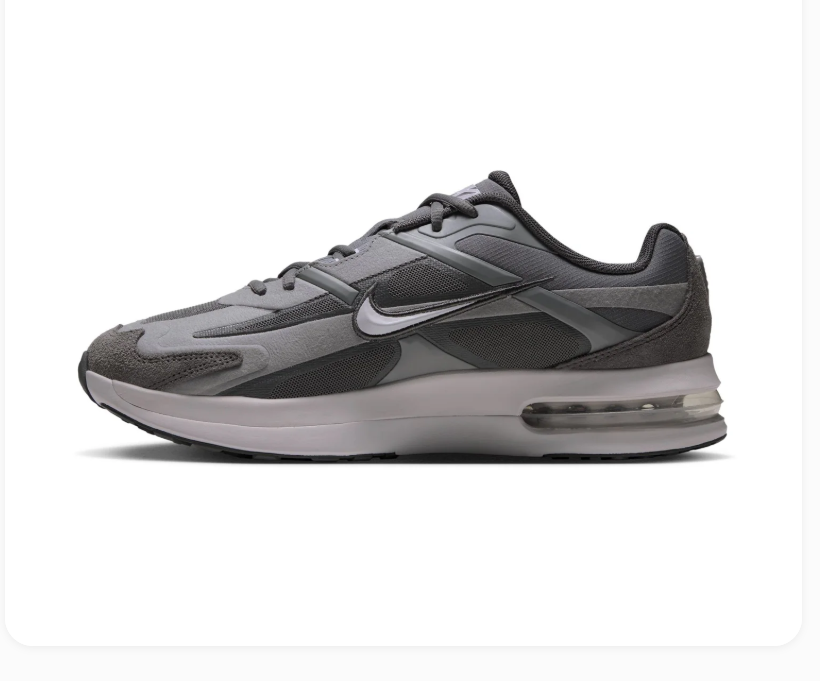 Nike Air Max Grey & Charcoal Sneakers with Silver Swoosh