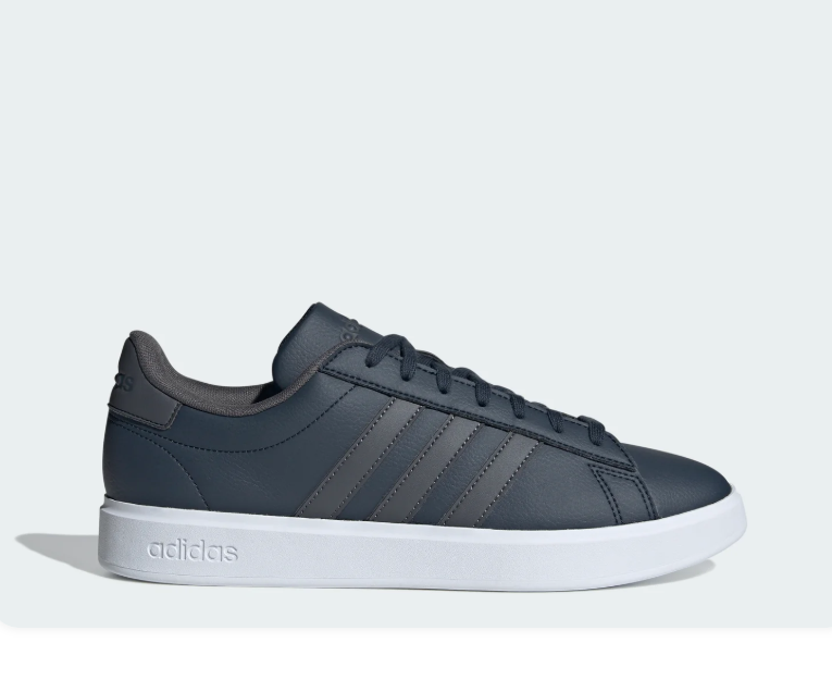 adidas Dark Navy Low-Top Sneakers with Tonal Stripes & White Sole