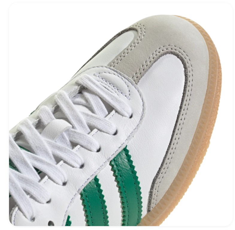 adidas Samba White & Green Sneakers with Grey Toe & Gum Sole