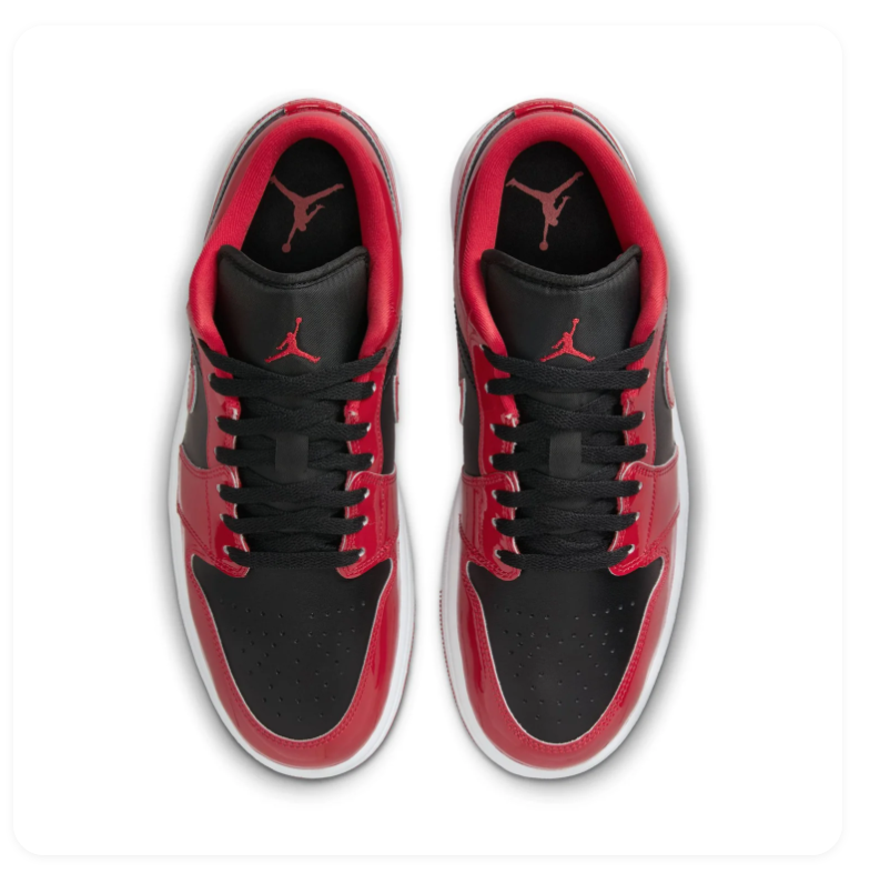 Air Jordan 1 Low Glossy Red & Black Sneakers