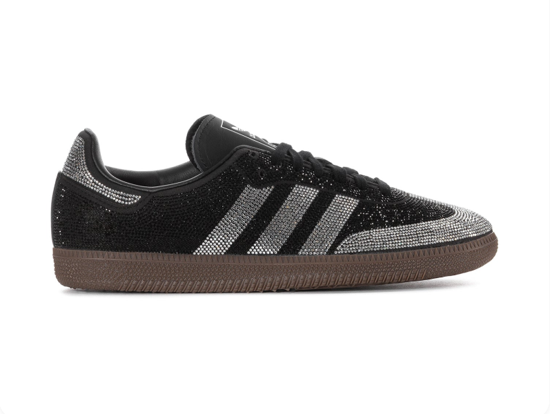 adidas Black & Silver Rhinestone-Style Sneakers with Brown Sole