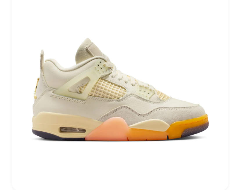 Air Jordan 4 Cream Sneakers with Peach & Orange Accents