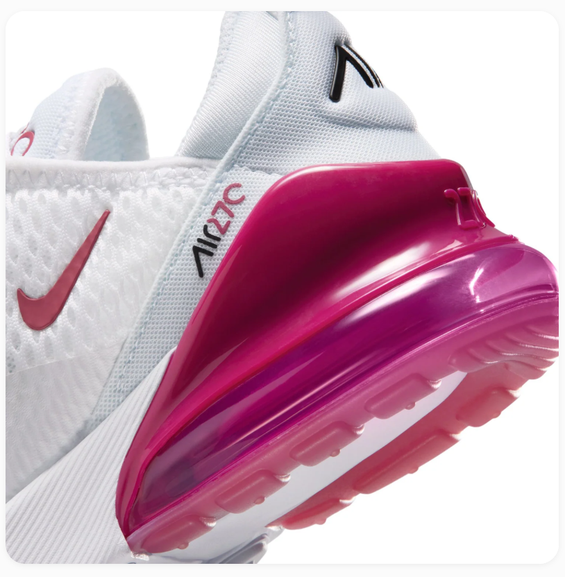 Nike Air Max 270 White & Magenta Mesh Sneakers
