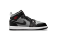 Air Jordan 1 Mid Black & Grey Sneakers with Red Accents