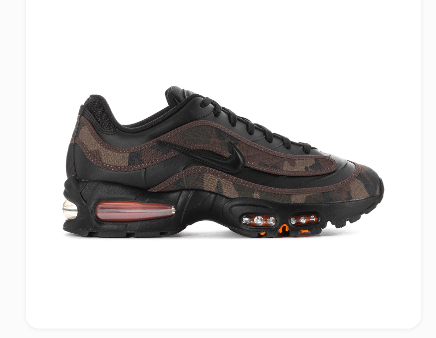 Nike Air Max Black & Brown Camo Sneakers with Orange Accents