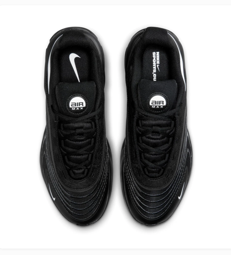 Nike Air Max Black Sneakers with White Swoosh & Wave Overlays