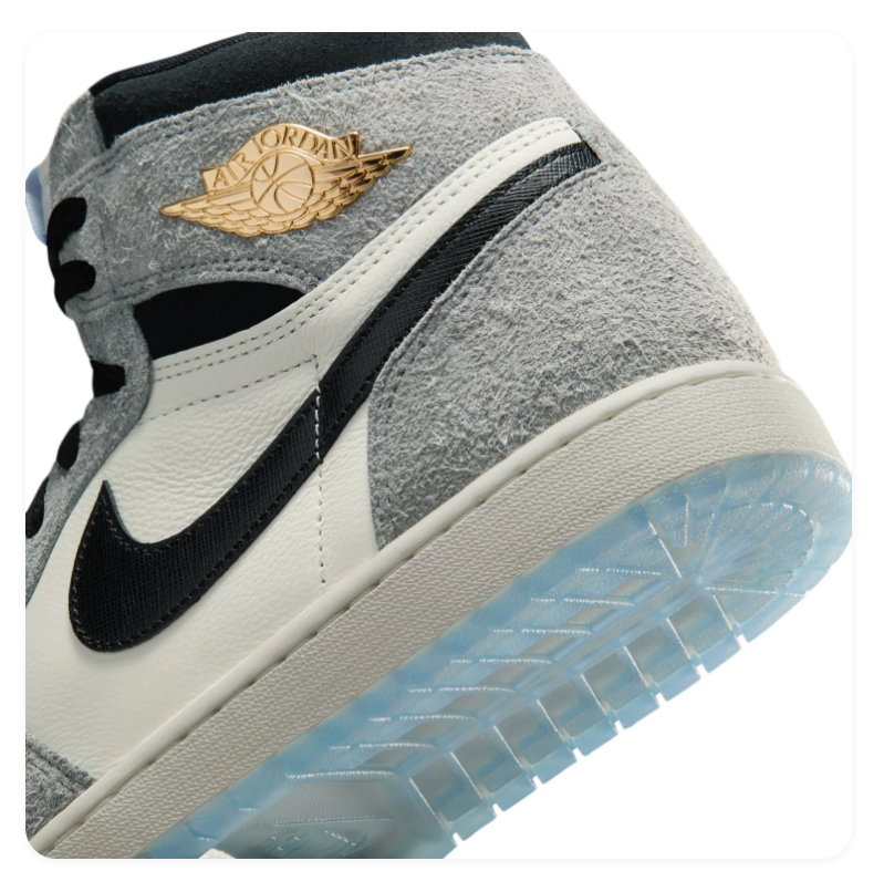 Air Jordan 1 High Grey & White Sneakers with Icy Blue Sole
