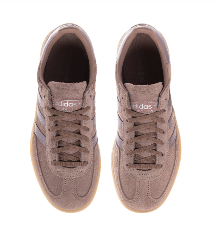 adidas Handball Spezial Taupe Sneakers with Metallic Stripes & Gum Sole