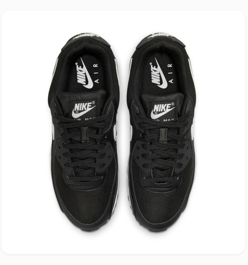 Nike Air Max 90 Black & White Mesh Sneakers