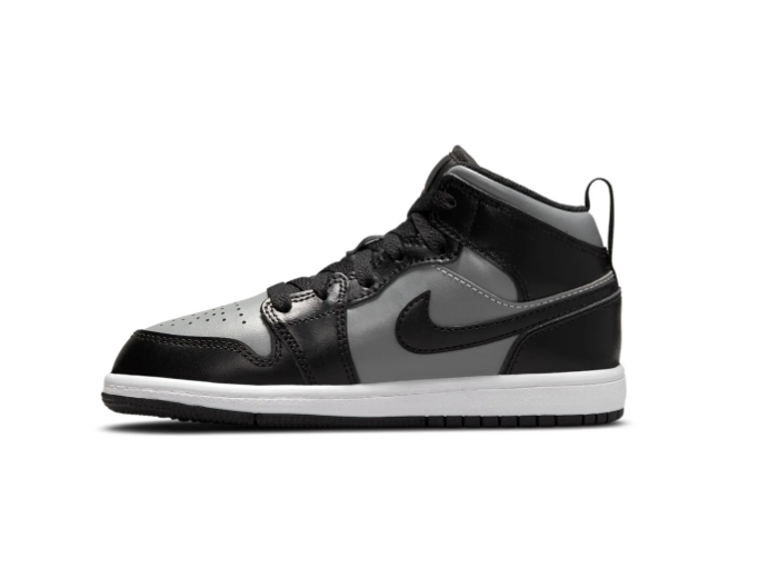 Air Jordan 1 Mid Black & Grey Sneakers with Red Accents