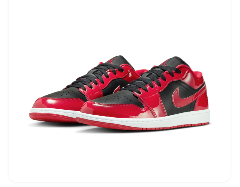 Air Jordan 1 Low Glossy Red & Black Sneakers
