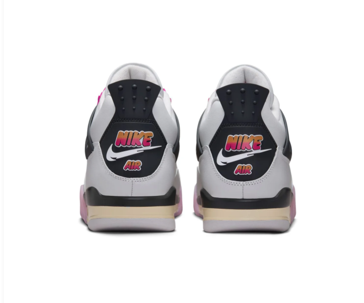 Air Jordan 4 White & Pink Sneakers with Gradient Accents