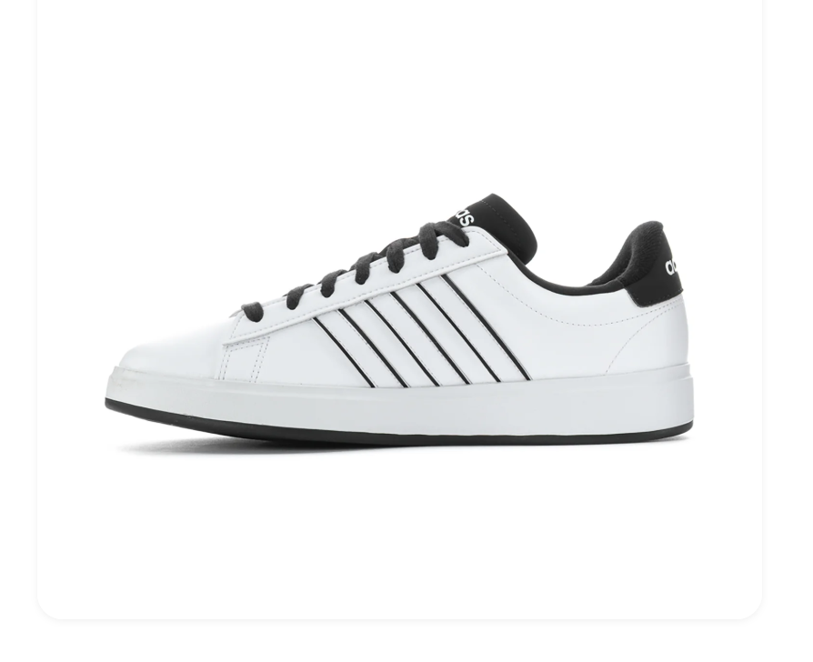 adidas White & Black Low-Top Sneakers with Outlined Stripes