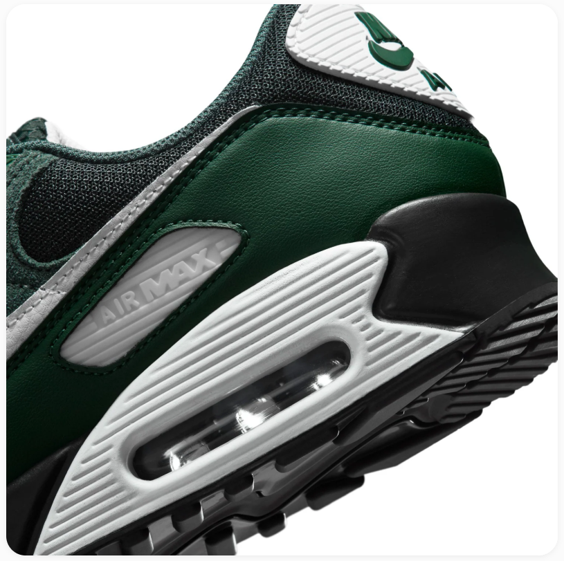 Nike Air Max 90 Forest Green & Black Sneakers with White Swoosh