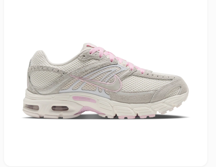Nike Air Max Cream & Light Grey Mesh Sneakers with Pink Accents