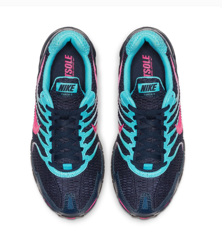 Nike Air Max Torch 4 Navy Sneakers with Aqua & Hot Pink Accents