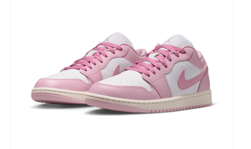 Air Jordan 1 Low Pink & White Sneakers