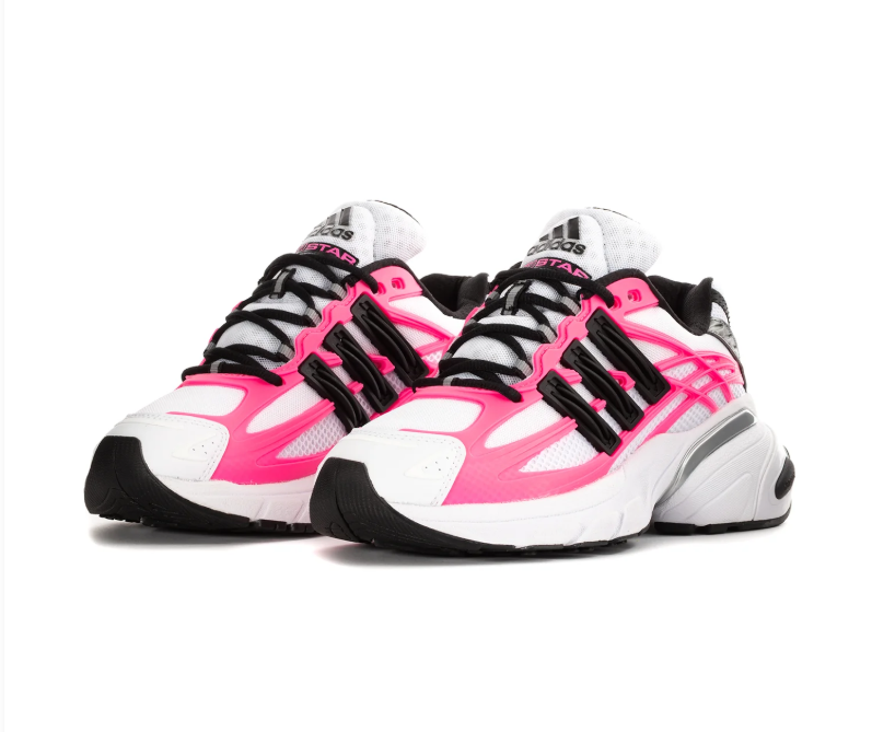 adidas Adistar White & Hot Pink Chunky Sneakers with Black Stripes