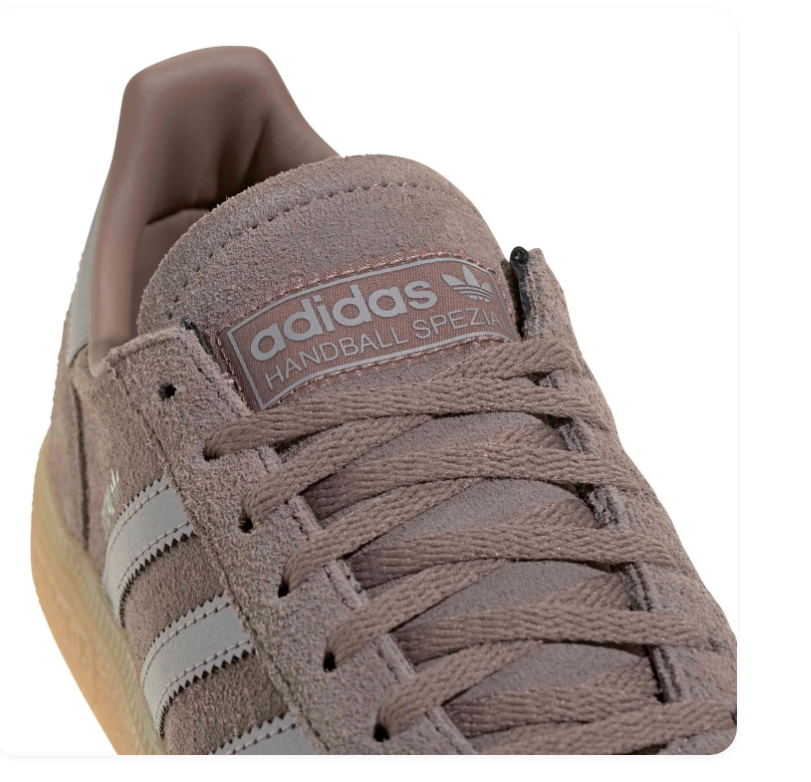 adidas Handball Spezial Taupe Sneakers with Metallic Stripes & Gum Sole