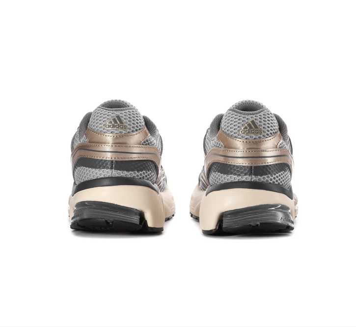 adidas Grey Mesh Sneakers with Metallic Champagne Accents & Cream Sole