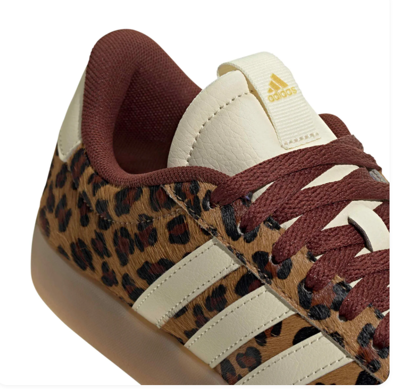 adidas Leopard-Print Sneakers with Cream Stripes & Burgundy Laces