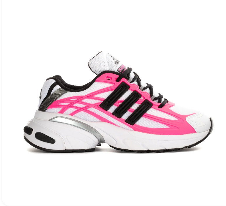 adidas Adistar White & Hot Pink Chunky Sneakers with Black Stripes