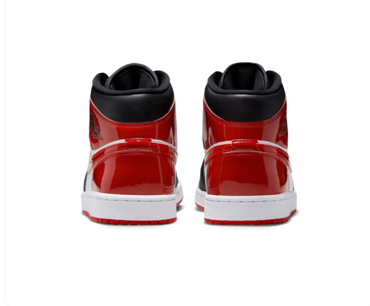 Air Jordan 1 Mid Glossy Red, Black & White Sneakers