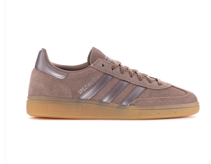 adidas Handball Spezial Taupe Sneakers with Metallic Stripes & Gum Sole