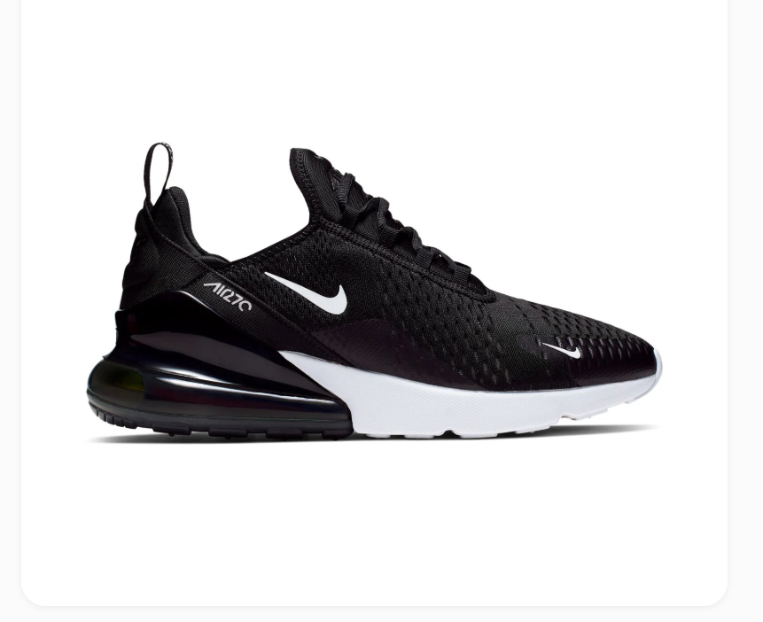 Nike Air Max 270 Black & White Sneakers with Orange Sole Accent