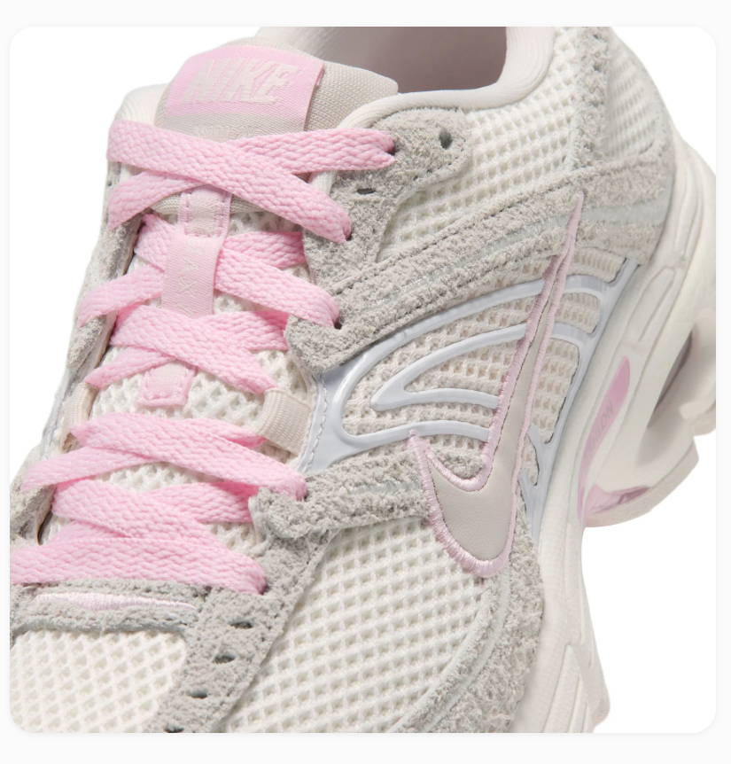 Nike Air Max Cream & Light Grey Mesh Sneakers with Pink Accents