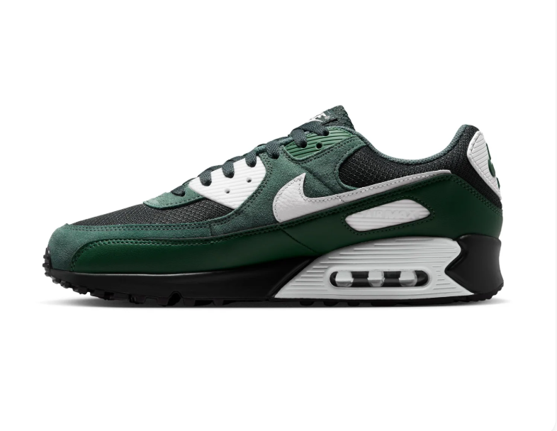 Nike Air Max 90 Forest Green & Black Sneakers with White Swoosh