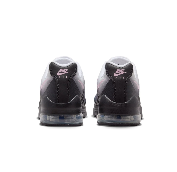 Nike Air Max White & Black Gradient Sneakers with Pale Pink Swoosh