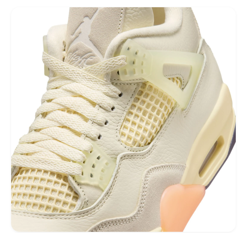 Air Jordan 4 Cream Sneakers with Peach & Orange Accents