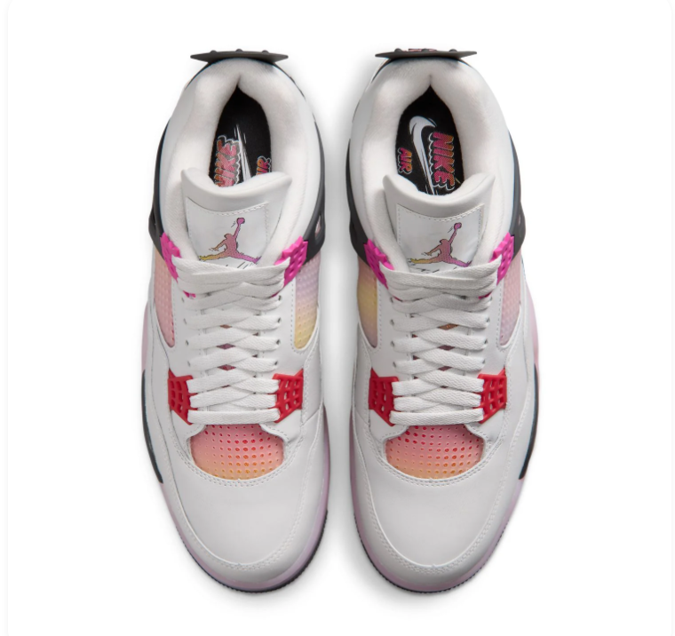 Air Jordan 4 White & Pink Sneakers with Gradient Accents