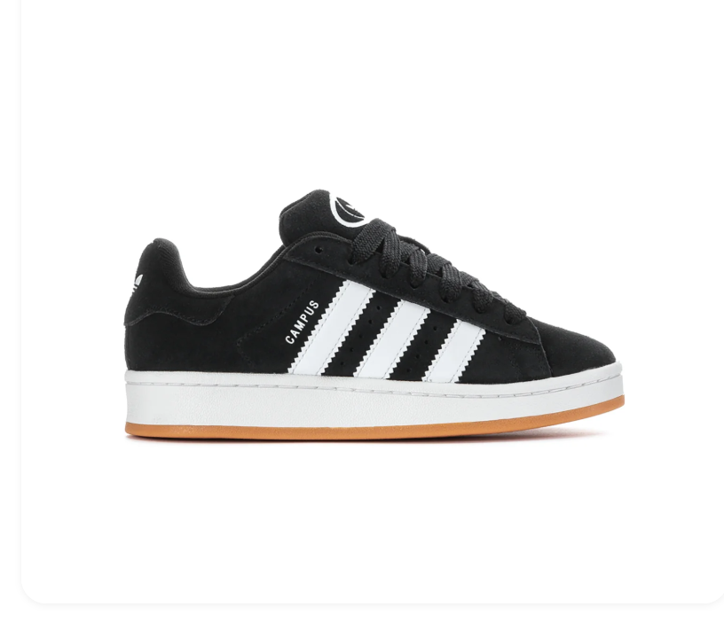 adidas Campus Black & White Sneakers with Gum Outsole