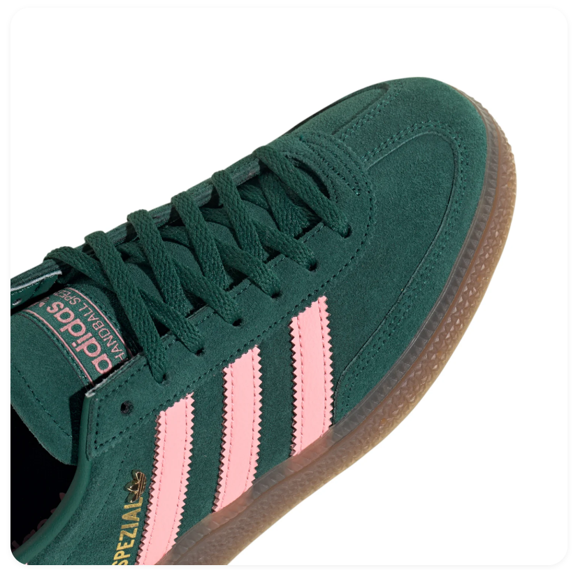 adidas Handball Spezial Dark Green & Pink Sneakers with Brown Sole