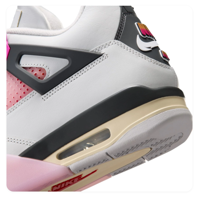 Air Jordan 4 White & Pink Sneakers with Gradient Accents