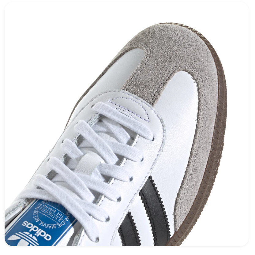 adidas Samba White & Black Sneakers with Grey Toe & Dark Gum Sole